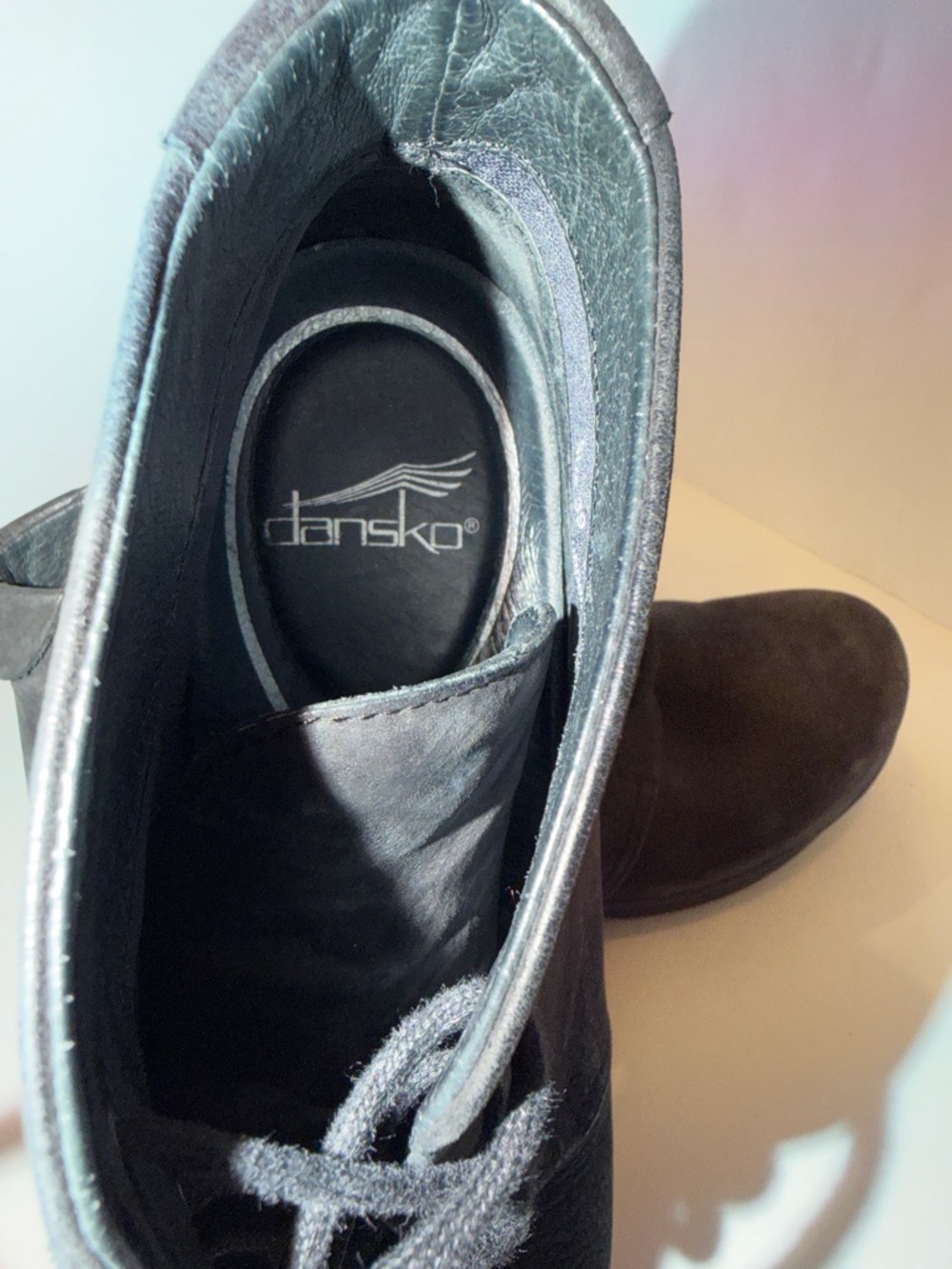 Dansko Black Lace-Up Suede Ankle Booties - Picture 2 of 4